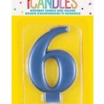 Κερί  6 Μεταλλικό Μπλε / 8 εκ.