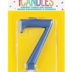 Κερί  7 Μεταλλικό Μπλε / 8 εκ.