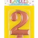 Κερί  2 Μεταλλικό Ροζ Χρυσό / 8 εκ