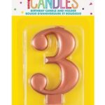 Κερί  3 Μεταλλικό Ροζ Χρυσό / 8 εκ