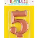 Κερί  5 Μεταλλικό Ροζ Χρυσό / 8 εκ