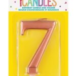 Κερί  7 Μεταλλικό Ροζ Χρυσό / 8 εκ