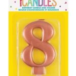 Κερί  8 Μεταλλικό Ροζ Χρυσό / 8 εκ