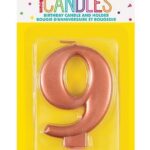 Κερί  9 Μεταλλικό Ροζ Χρυσό / 8 εκ