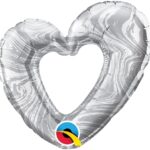 Μπαλόνι φοιλ Μίνι 14 Καρδιά Ασημί Open Marble Heart Silver / 36 εκ