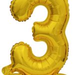 Μπαλόνι Φοιλ Μίνι με βάση Νούμερο 3 Χρυσό / 38 εκ