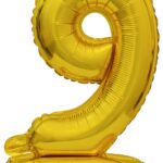 Μπαλόνι Φοιλ Μίνι με βάση Νούμερο 9 Χρυσό / 38 εκ