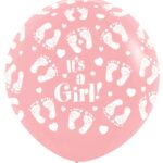 Μπαλόνια Λάτεξ 3Π Its A Girl  Footprint all Around Ροζ  /2 τεμ