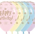 Μπαλόνια Λάτεξ Happy Birthday Sun Pastel Matte Assortiment / 25 τμχ