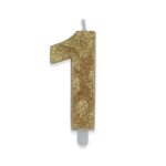 Κερί  1 Μεταλλικό Χρυσό με Glitter / 9 εκ