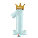 Μπαλόνι Φοιλ Νούμερο 1 Σιέλ με Χρυσή Κορώνα  Prince / 117 εκ