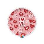 Πιάτα Χάρτινα Γλυκού με Καρδιές Love Stickers  / 6 τμχ