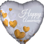 Μπαλόνι Φοιλ 18/Επέτειος Happy Anniversary Gold  Hearts /καρδιά 45 εκ