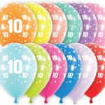 Μπαλόνια Λάτεξ 11 Νούμερο 10 με Αστέρια Ασορτί / 6 τμχ