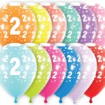 Μπαλόνια Λάτεξ 11 Νούμερο 2 με Αστέρια Ασορτί / 6 τμχ