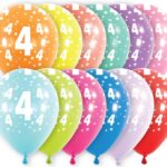 Μπαλόνια Λάτεξ 11 Νούμερο 4 με Αστέρια Ασορτί / 6 τμχ