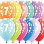 Μπαλόνια Λάτεξ 11 Νούμερο 7 με Αστέρια Ασορτί / 6 τμχ