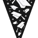 Γιρλάντα Σημαιάκια Congrats Grad Silver- Black - White / 274 εκ.