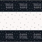 Τραπεζομάντηλο Πλαστικό Glitz Black & Silver Birthday / 137 x 213 εκ