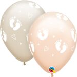 Μπαλόνια Λάτεξ 11 Baby Footprints & Hearts Blush & Cashmere Ast  /25 τεμ