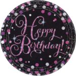 Πιάτα χαρτ. φαγητού 23εκ  Sparkling Birthday Pink /8 τεμ