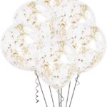 Μπαλόνια Λατέξ 12 Διάφανα με Χρυσό Κομφετί / 6 τεμ