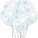 Μπαλόνια Λατέξ 12 Διάφανο με Σιέλ Κονφετί / 6 τεμ