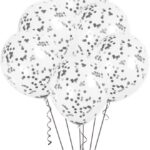 Μπαλόνια Διάφανα 12 Διάφανα με Μαύρα Κομφετί / 6 τεμ