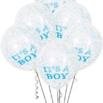 Μπαλόνια Λατέξ 12 Διάφανα It's a Boy με Σιέλ Κονφετί / 6 τεμ