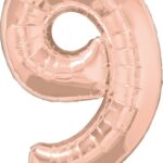 Μπαλόνι Φοιλ Σχήμα Νούμερο 9  Ροζ Χρυσό