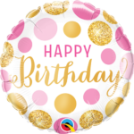 Μπαλόνι Φοιλ 9 Birthday Pink & Gold Dots 23 εκ