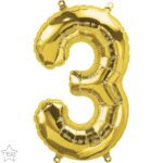 Μπαλόνι Φοιλ Σχήμα Νούμερο 3 Χρυσό 86εκ ύψος