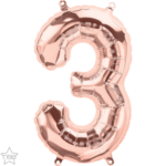 Μπαλόνι Φοιλ Μινι Νούμερο 3 Ροζ Χρυσό 16/ 41εκ. με βαλβίδα.