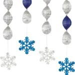 Κρεμαστά Διακοσμητικά Χιονονιφάδες 46εκ / 4 τμχ