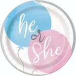 Πιάτα Χάρτινα Γλυκού He or She /gender reveal  8 τεμ