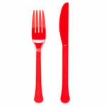 Μαχαιροπήρουνα Πλαστικά Κόκκινα Fiesta / 24 τμχ