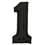 Μπαλόνι Φοιλ Σχήμα Μαύρο Νούμερο 1 - Silk Lustre Black / 86 εκ