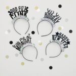 Τιάρες Μαύρο Χρυσό & Ασημί Happy New Year / 4 τεμ.