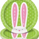 Πιάτα Χάρτινα Γλυκού 18εκ Happy Easter /αυτίά Λαγού/bunny 8 τεμ.