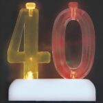 Βάση για Κεριά με αριθμό 40 που αναβοσβήνει και αλλάζει Χρώμα + 4 Κεριά