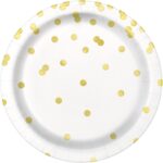 Πιάτα Φαγητού Λευκά με Χρυσά Πουά / 8 τεμ