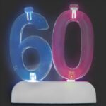 Βάση για Κεριά με αριθμό 60 που αναβοσβήνει και αλλάζει Χρώμα + 4 Κεριά