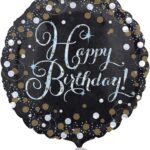 Μπαλόνι Φοιλ 18 Happy Birthday Sparkling Black / 46 εκ