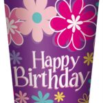 Ποτήρια Χάρτινα - 266 ml - Birthday Blossoms Party / 8 τμχ