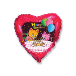 Μπαλόνι Φοιλ 18 Καρδιά Ροζ Happy Birthday με Γατάκια / 46 εκ