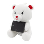 2 σε 1 Βελούδινο Βαρίδι για Μπαλόνια - Αρκουδάκι Λευκό με θηλιά 21εκ / 170γρ