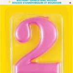 Κερί  2 Μεταλλικό Ροζ / 8 εκ.