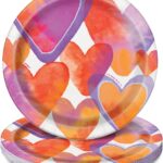 Πιάτα Χάρτ. Γλυκού με Καρδιές Watercolor Hearts/καρδιά  8 τμχ