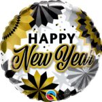 Μπαλόνι Φοιλ 18 Happy New Year Μαύρο και Χρυσό Fans / 46 εκ