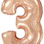 Μπαλόνι Φοιλ Σχήμα Ροζ Χρυσό Νούμερο 3  Ασυσκεύαστο